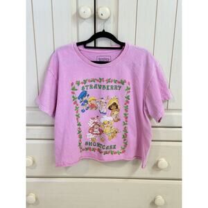 Strawberry Shortcake 2023 Pink Cropped T-Shirt Graphic on Front and Back Sz L